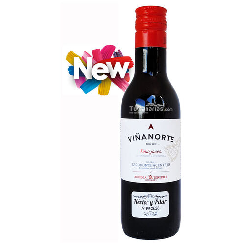 Mini botella Vino Viña Norte Tinto Personalizacion Gratis