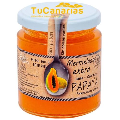 Productos Canarios Mermelada Extra Papaya Canarias Isla Bonita 260g