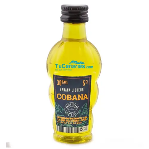Productos Canarios MIni Botella Licor Cobana Platano Miniatura - Personalizacion Gratis - Bodas