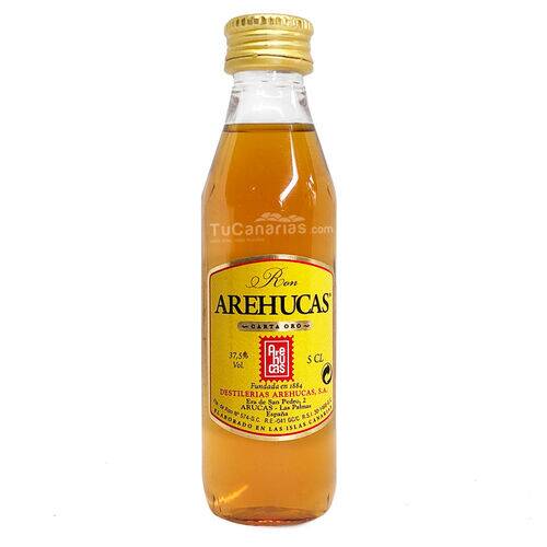 Miniatur Flasche Arehucas Ron Gold Kostenloses Personalisierung