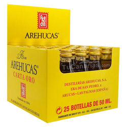 Mini Botellas Arehucas Oro personalización gratis en TuCanarias.com
