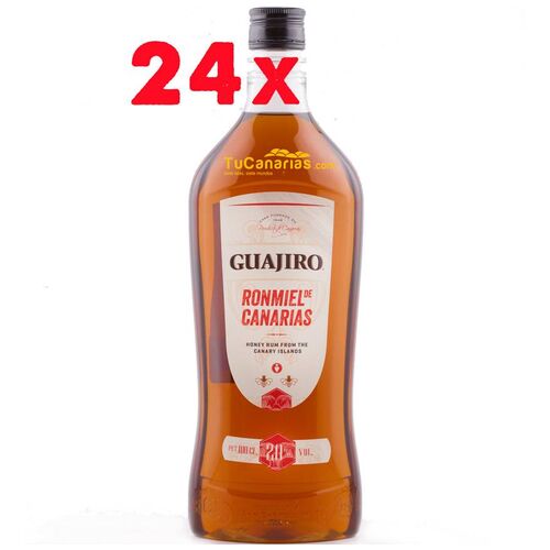 Kanaren produkte 24 Flaschen Guajiro Honig Rum 1 Liter 20%