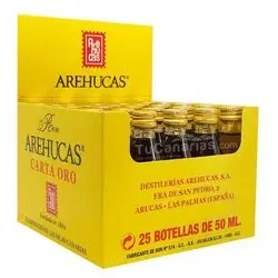 25 Mini botellas Ron Arehucas Oro Personalizacion Gratis