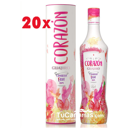 Canary Products 20 bottles Guajiro Corazon Heart Rum, Canarian Fruit Rum