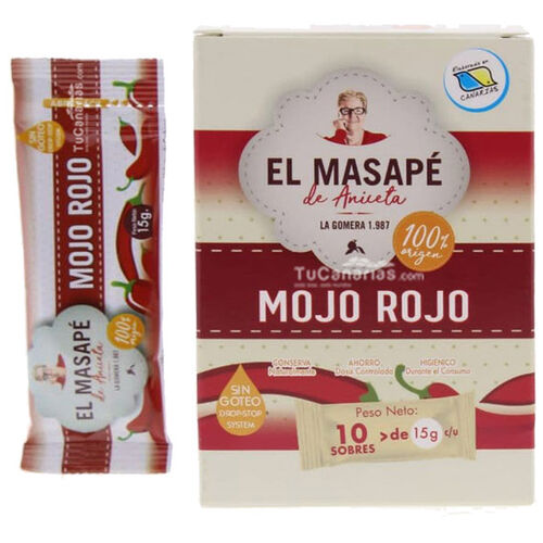Productos Canarios Mojo Rojo Artesano Masape Caja monodosis 10x15g - 150g