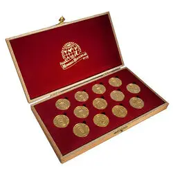 Coleccion Monedas Heraldicas - 13 Arras ISLAS Canarias ORO 24K - Estuche Lujo