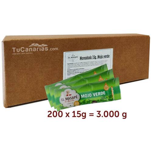 Productos Canarios 200 Monodosis Mojo Verde Artesano Masape 15g Horeca