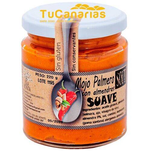 Productos Canarios Mojo Palmero Rojo con Almendras Isla Bonita Suave 250 ml