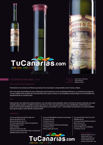 Malvasia Testamento Dulce